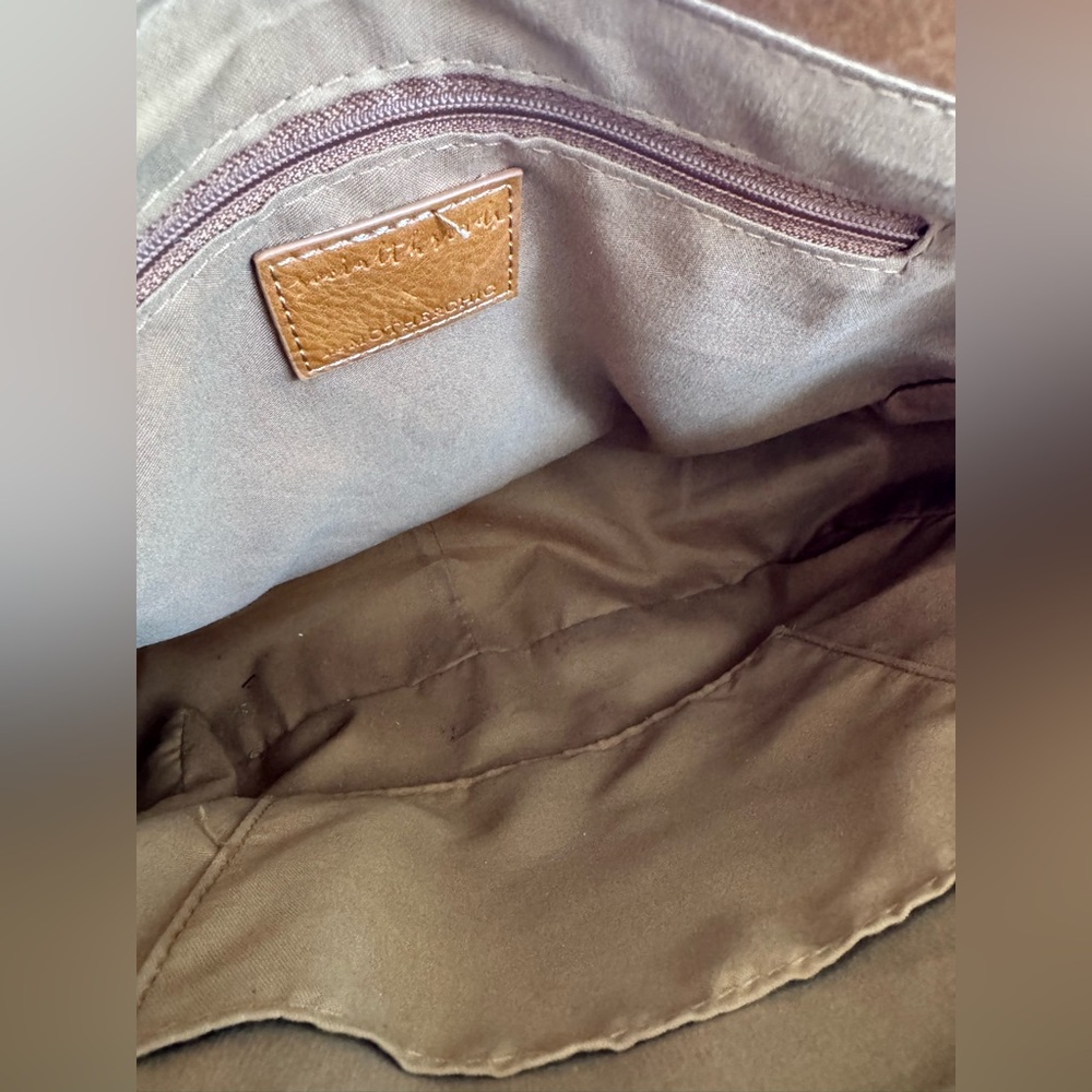 Social Threads x Motherchic Camel Stripe Tote Bag Convertible Crossbody Satchel - Picture 9 of 16